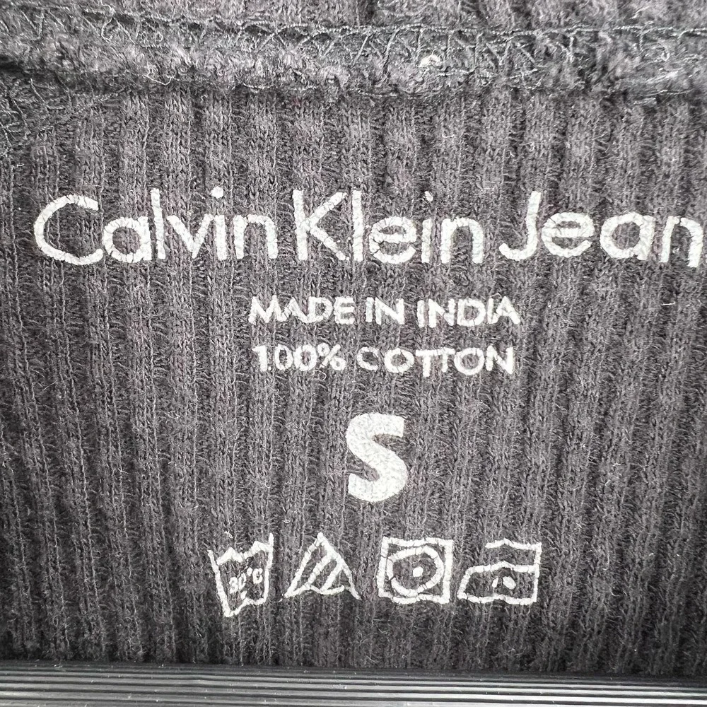 Calvin Klein Mens Waffle Knit Henley Hood Black Size Small - Picture 5 of 5